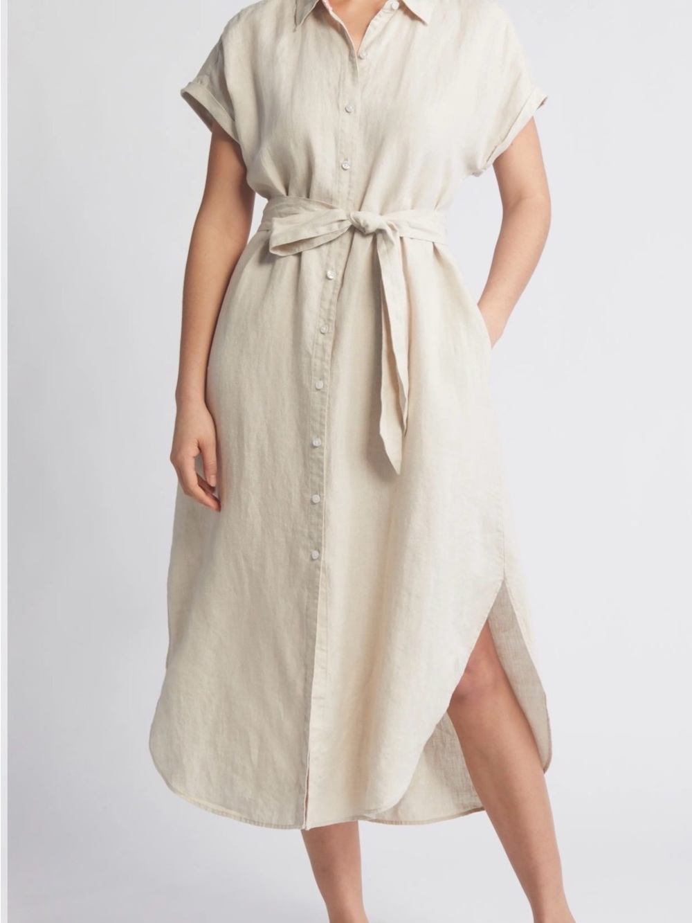 Tommy Bahama Coastalina Linen Maxi Shirt Dress in Beige